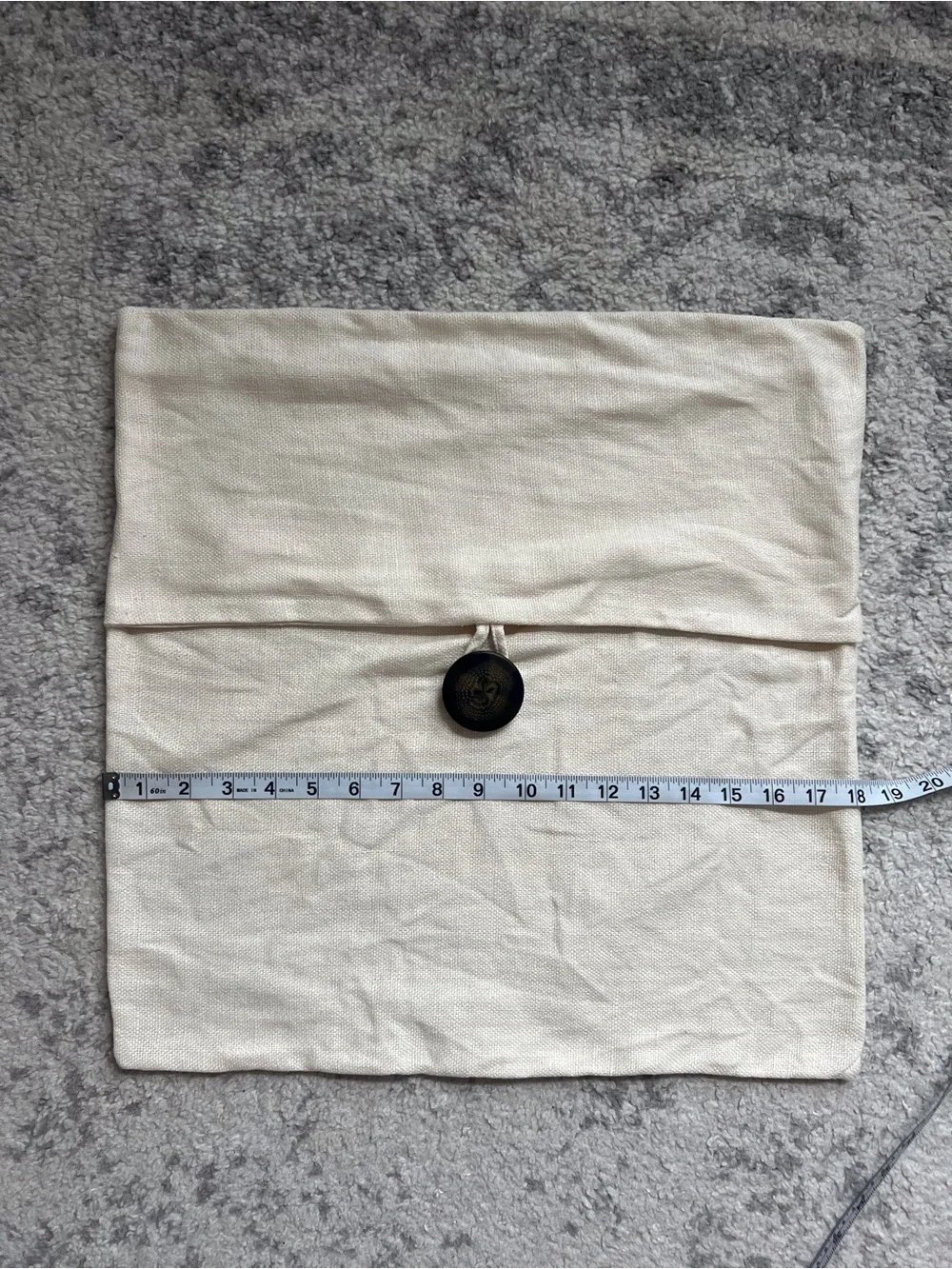 Pottery Barn Cream Pillow Cover Sham Linen Accent Button Coastal Neutral 18 inch